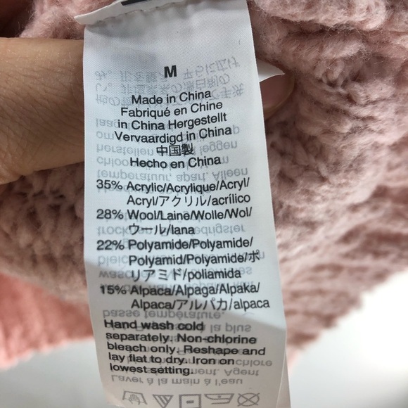 J Crew Alpaca Blend Chunky Turtleneck Sweater Sz M Pink Turtleneck Cozy Casual - Picture 6 of 9